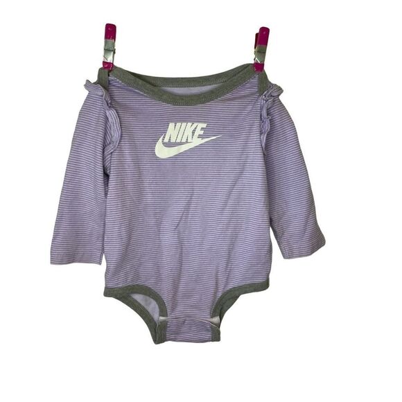 Nike Futura Baby Purple Long Sleeve Ruffle Bodysuit Size 9M - Picture 1 of 7
